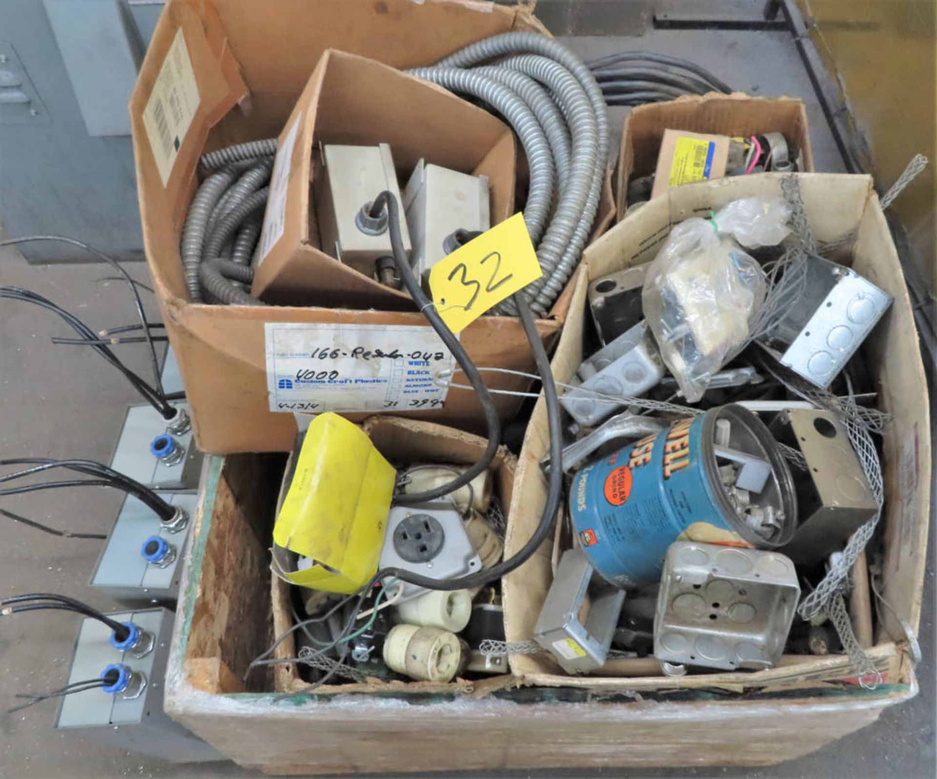 CRATE OF ELECTRICAL SUPPLIES