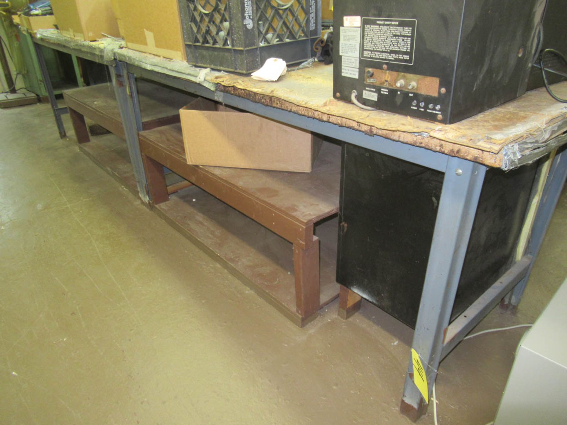 (2) 72" X 32" WOOD TOP WORK BENCHES (NO CONTENTS)