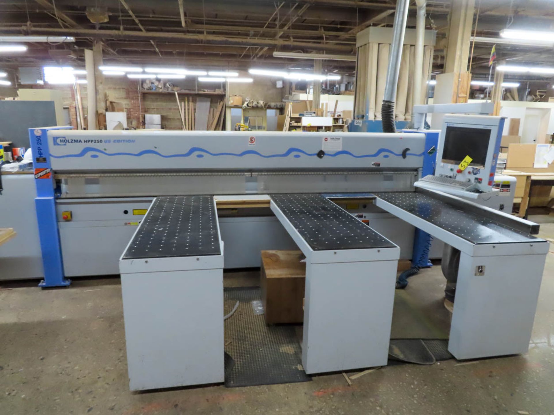 HOLZMA OPTIMAT HPP250/38/38 FRONT LOADING PANEL SAW, 150" X 150" HOLZMA POWER CONTROL CNC, AIR BEARI