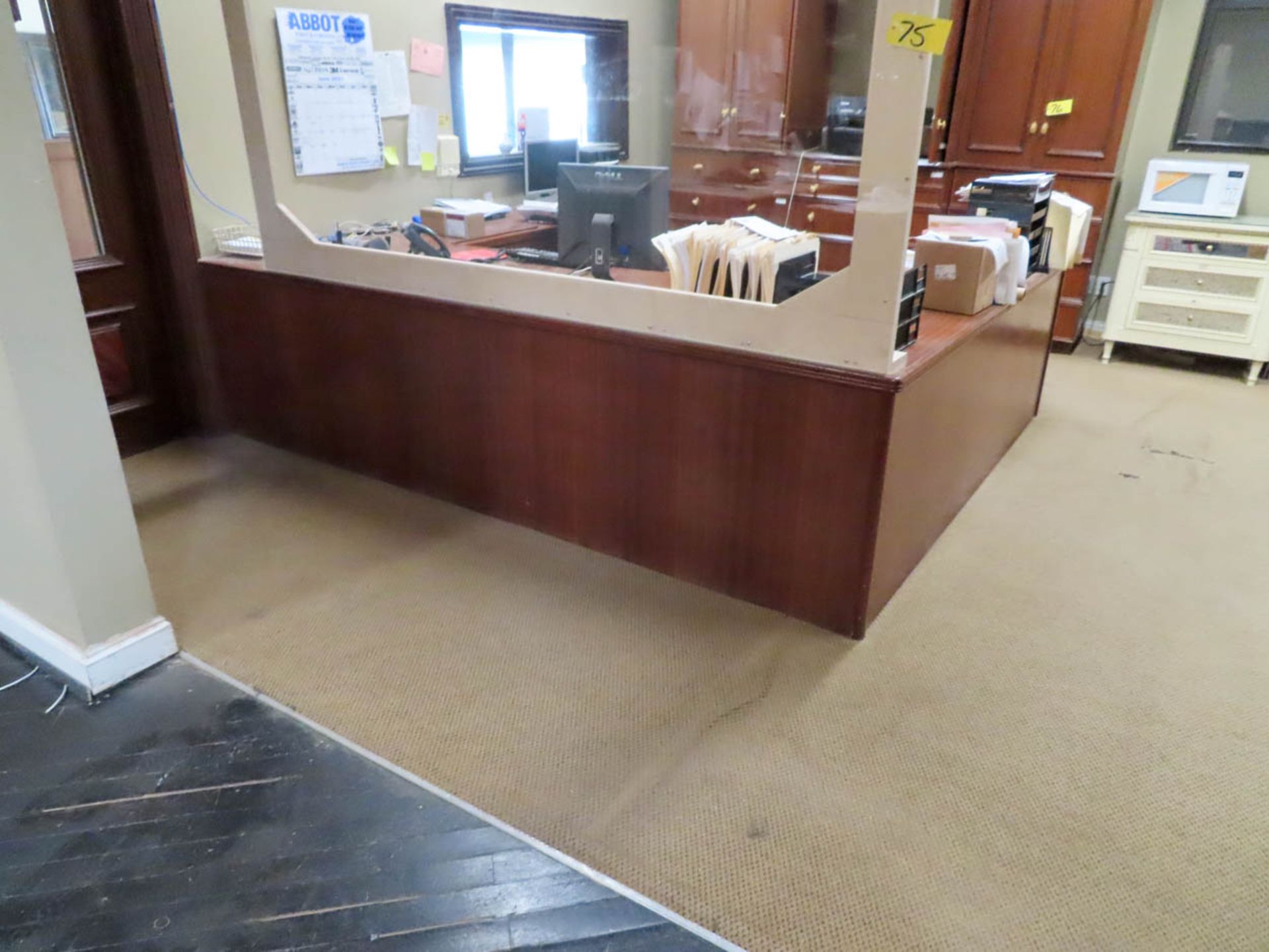 "U" SHAPED RECEPTIONIST DESK (NO CONTENTS)