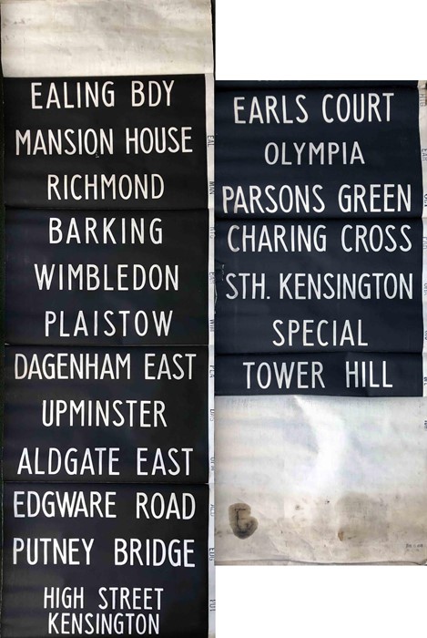 1960s London Underground DESTINATION BLIND from an R-Stock car on the District Line. Dated 26.8.