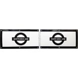 Pair of 1960s/70s London Underground enamel PLATFORM FRIEZE PLATES for the Northern Line, each