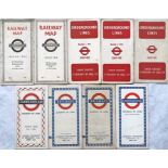 Selection (9) of 1930s-60s London Underground card, diagrammatic POCKET MAPS comprising issues No