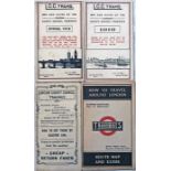 Selection (4) of London Tramways ephemera comprising 3 POCKETS MAPS: LCC Trams Spring 1918 & 1919