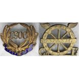 Pair of c1910 London General Omnibus Company CAP BADGES: the first is an Inspector's badge, brass