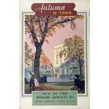1950s Bristol Tramways & Carriage Company double-crown POSTER 'Autumn in Town' by Frederick Donald