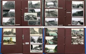 2 large albums of loose-mounted PHOTOGRAPHS/POSTCARDS compiled by the late Alan A Jackson, historian