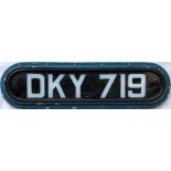 Bradford Corporation Trolleybus REAR REGISTRATION PLATE DKY 719 from 1945 Karrier W, originally