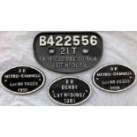Selection (4) of 1950s British Railways cast-iron WAGON PLATES comprising a larger type 'Fairfield S