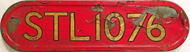 London Transport bus bonnet FLEETNUMBER PLATE from STL 1076, a standard, AEC Regent STL. The