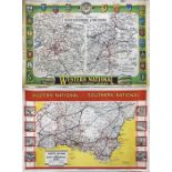 Pair of 1930s/50s Western National & Southern National POSTER ROUTE MAPS, the first a 1930s