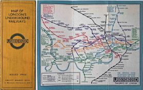 1932 London Underground linen-card POCKET MAP from the Stingemore-designed series of 1925-32. This