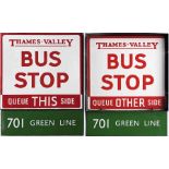 Thames Valley Traction Company enamel BUS STOP FLAG with additional London Transport ENAMEL PLATE