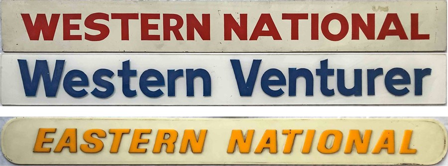 Pair of 1960s/70s perspex COACH NAMEBOARDS, the first a reversable slipboard lettered Western