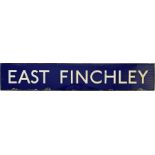 London Underground enamel PLATFORM SIGN from East Finchley station on the Northern Line. This ex-
