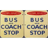 1950s/60s Eastern Counties Omnibus Company Ltd enamel BUS AND COACH STOP FLAG. A double-sided sign