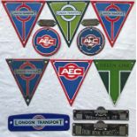 Selection (13 items) of London Transport BUS PLATES comprising 7 x enamel RT etc RADIATOR BADGES (