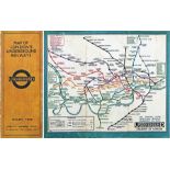 1932 London Underground linen-card POCKET MAP from the Stingemore-designed series of 1925-32. This