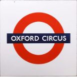 London Underground enamel PLATFORM ROUNDEL SIGN from Oxford Circus station on the Central,