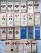 Quantity (23) of 1920s-1950 Underground Group Tramways and London Transport POCKET MAPS for Trams