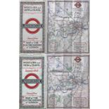 Pair of 1928 London Underground POCKET MAPS of the Electric Railways of London "What to see and