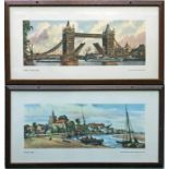Pair of railway CARRIAGE PRINTS from the LNER post-war series comprising 'London, Tower Bridge' by