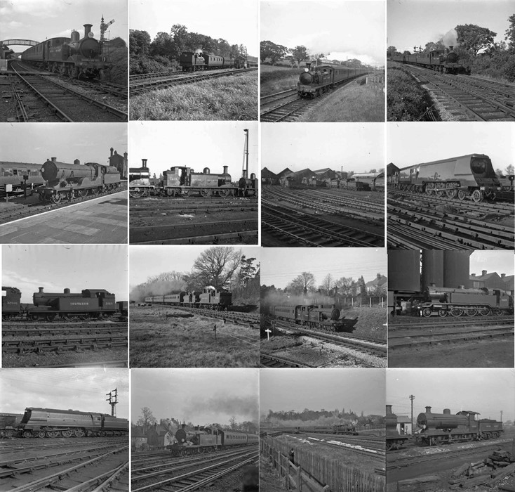 Quantity (100+) of 1940s/50s b&w STEAM RAILWAY NEGATIVES (120-size, 6cm x 6cm) taken by the