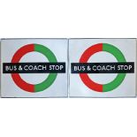 1950s/60s London Transport enamel BUS & COACH STOP FLAG (Compulsory). A double-sided, hollow '