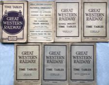 Selection (7) of Great Western Railway large TIMETABLE BOOKLETS comprising Jul-Sep 1925 (with fold-