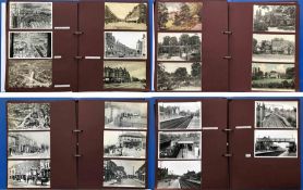 2 large albums of loose-mounted PHOTOGRAPHS/POSTCARDS compiled by the late Alan A Jackson, historian