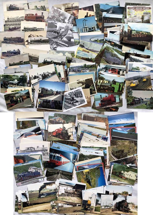 Large quantity (550+) of RAILWAY POSTCARDS & PHOTOS comprising 300+ postcards of UK railways and