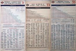 Trio of London Transport TRAM FARECHARTS for Kingsway Subway routes, all single-sided, paper