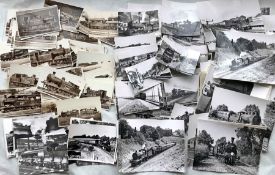 Large quantity (400+) of RAILWAY PHOTOGRAPHS comprising 250+ postcard-size and 90+ whole-plate/