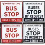 Pair of 1950s/60s Thames Valley Traction Co Ltd enamel BUS STOP FLAGS with the company's