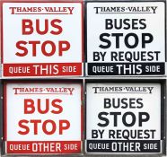 Pair of 1950s/60s Thames Valley Traction Co Ltd enamel BUS STOP FLAGS with the company's