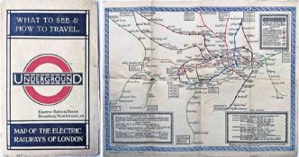 1921 London Underground MAP OF THE ELECTRIC RAILWAYS OF LONDON 'What to See & How to Travel' with