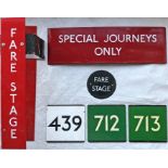 Selection (6 items) of London Transport enamel BUS STOP SIGNAGE comprising a 1960s small Fare