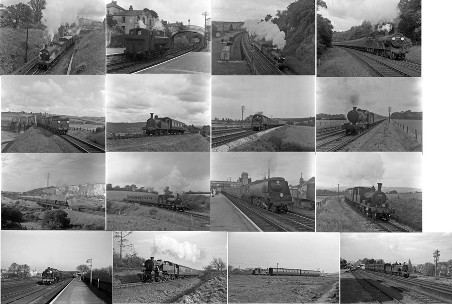 Quantity (100+) of 1940s/50s b&w STEAM RAILWAY NEGATIVES (120-size, 6cm x 4.5cm & 9cm x 6cm) taken