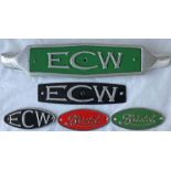 Selection (5) of 1950s/60s cast-alloy BUS RADIATOR etc BADGES comprising 3 ECW (Eastern Coach Works)