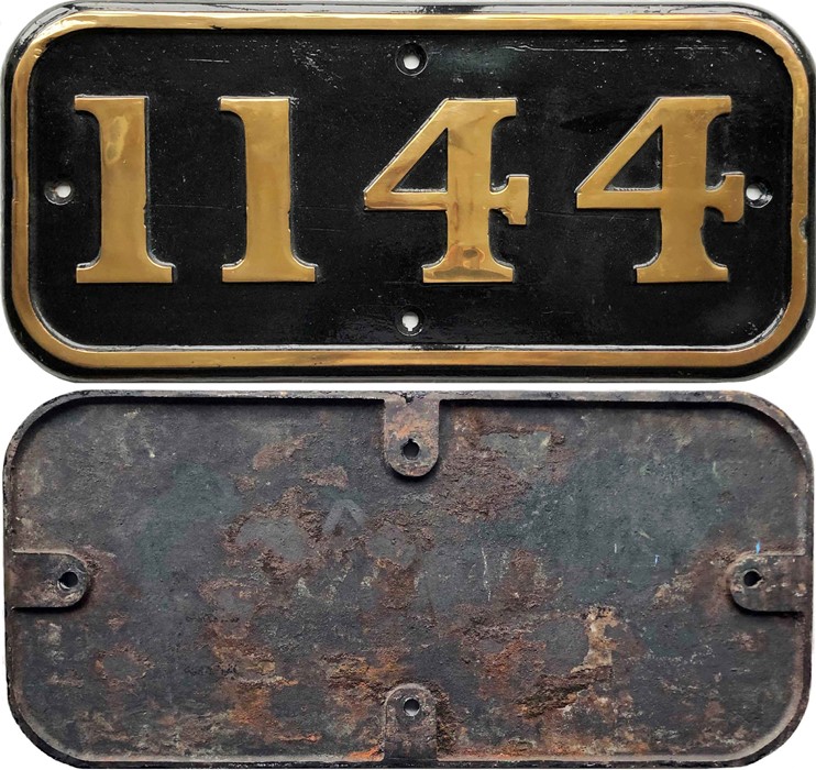 Cast-brass locomotive CABSIDE PLATE 1144 from 1909 0-4-0ST built by Hawthorn Leslie for the