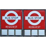 1940s/50s London Transport enamel BUS STOP FLAG (Request). An E3 type with runners for 3 e-plates on