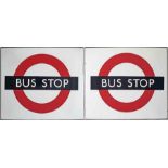 1950s/60s London Transport enamel BUS STOP FLAG, the 'compulsory' version. A double-sided,