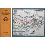 1927 London Underground linen-card POCKET MAP from the Stingemore-designed series of 1925-32. This