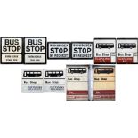 Selection (5) of 1950s-80s BUS STOP FLAGS, all double-sided and comprising 'Omnibuses stop by