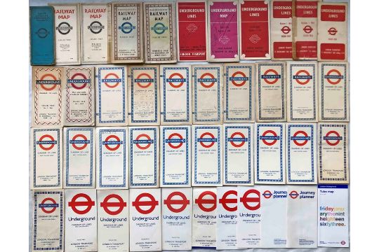 Quantity (42) of 1930s-2000s London Underground POCKET MAPS. Includes a 'Stingemore' (heavily