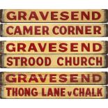 Trio of bus wooden DESTINATION BOARDS, possibly ex-Maidstone & District and possibly pre-WW2. All