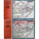 Pair of 1925 London Underground linen-card POCKET MAPS from the Stingemore-designed series of 1925-