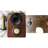 c1920s GPO (General Post Office) 121L-type TELEPHONE in original wooden case designed for wall-