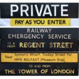 Selection (4) of London Transport BUS SLIPBOARDS comprising 'Private', possibly ex-Aldenham staff