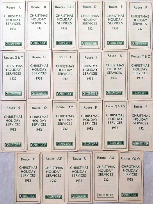 Collection (23) of 1932 Green Line Coaches Ltd TIMETABLE LEAFLETS for Christmas Day services on each